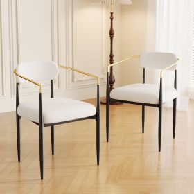 dining chairs set of 2 white , medieval modern dining chairs, teddy velvet chairs with metal legs, kitchen, easy to assemble suitable for home