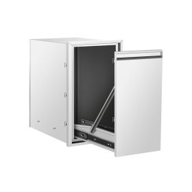 Outdoor Kitchen Drawer Combo,BBQ Triple Drawer & Trash Drawer Combo Stainless Steel for BBQ Island,Grilling Station (size: W13.6H26D19.3)